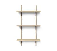 Sector Shelf Triple Narrow Oak/Black Brass