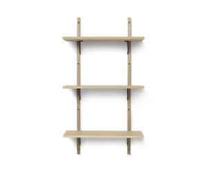Sector Shelf Triple Narrow Oak/Black Brass