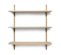 Sector Shelf Triple Wide Oak/Black Brass