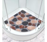 Sector Shower Bath Mat Non-Slip Large 70x70cm - Soft Textured Anti-Mould with Drain Holes - Brown Loofah Massage Mat Foot Scrubber for Walk-in Showers