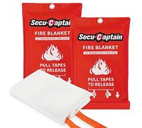 SecuCaptain Emergency Fire Blanket for Home and Kitchen - 2 Pack 40"x40" Flame Suppression Fiberglass Fire Blankets for House Camping Car Office Warehouse Emergency Survival Safety