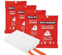 SecuCaptain Emergency Fire Blanket for Home and Kitchen - 4 Pack 40"x40" Flame Suppression Fiberglass Fire Blankets for House Camping Car Office Warehouse Survival Safety