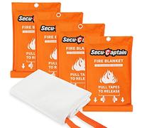 SecuCaptain Emergency Fire Blanket for Home and Kitchen - 4 Pack 40"x40" Prepared Flame Suppression Fiberglass Fire Blankets for House Camping Car Office Warehouse Emergency Survival Safety