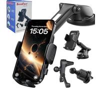 SecuFirst Mobile Phone Holder Car Father's Day Gift, 4-in-1 Mobile Phone Holders for Shower and Wall, 360° Rotatable Mobile Phone Holder for Car Dashboard, Windscreen, Ventilation Grille, for iPhone