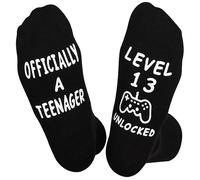 Secuinu Men's 13 Year Old Teenager Socks, Black, One Size, Classic, Letter Print (black)