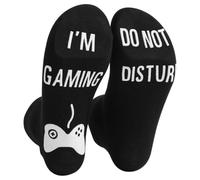Secuinu Men's 13 Year Old Teenager Socks, Black, One Size, Classic, Letter Print (Black-Game Sock)