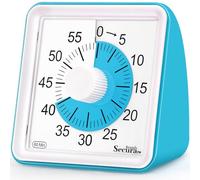 Secura 60 Minute Essential Visual Timer for Kids, Countdown Clock Timer for Special Education, Classroom, School, Desk, Home, Office, Silent Non-Ticking Time Management Tool (Blue & Blue)