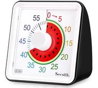 Secura 60-Minute Visual Timer for Kids, Classroom Timers, Countdown Time Tracker for Adults, Time Management Tool for Teaching (Black)