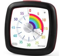 Secura 60-Minute Visual Timer, Kitchen Timer, Countdown Timers for Kids and Adults, Loud Alarm, Time Management Tool with Pause Function (Black & Cloud)