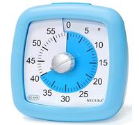 Secura 60-Minute Visual Timer, Silent Study Timer for Kids and Adults, Time Clocks, Time Management Countdown Timer for Teaching (Blue)