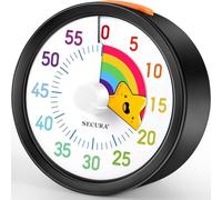 Secura 60-Minute Visual Timer with Rainbow Pattern, Classroom Timer and Time Management Tool for Teaching with Pause Function (Black & Star)