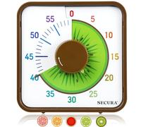 Secura 7.5-Inch Fruit Visual Timer for Kids, 60-Minute Countdown Timer for Classroom or Kitchen, Durable Mechanical Timer Clock with Magnetic Backing (Kiwi), T764-FR-BN