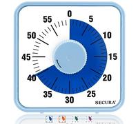 Secura 7.5 Inch Visual Timer, 60 Minute Visual Oversize Countdown Timer for Kids and Adults, Durable Mechanical Time Management Tool (Blue)