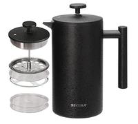 Secura Cafetière French Press Coffee Maker, Stainless Steel Insulated Coffee Press with 3-Layered Stainless Steel Filter Structure, Included 2 Extra Screens, 1 Litre, Matte Black