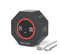 Secura Pomodoro Timer for ADHD & Productivity, Flip Cube Timer with 7 Presets (5/10/15/20/25/50/90 Min), Visual Countdown Progress Bar for Work, Study, Kids & Desk Setup(Dark Gray)