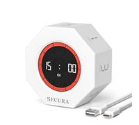 Secura Pomodoro Timer, Rotating Cube Time Tracker, Flip Gravity Sensor with 7 Presets(1/3/5/10/15/30/60 Minutes), Visual Progress Bar for ADHD, Kids, Tasks, Work, Study (White)