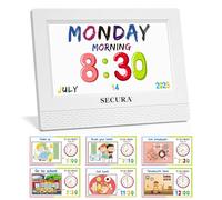 Secura TimeTact Reminder for Kids, 7" LED Talking Alarm Clock with Countdown Visual Timer, 17 Daily Reminders & 5 Custom Alarms Habit Reminder and Scheduler (White)