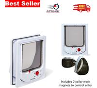 Secure 4-Way Locking Electromagnetic Cat Flap for Small to Medium Cats - White