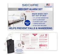 Secure 45BSET-1 Bed Alarm for Seniors - 80 dB Alarm Monitor with Protective Holder & 12" x 30" Bed Sensor Pad - Bed Alarms and Fall Prevention for Elderly Dementia Patients