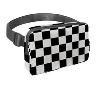 Secure and Stylish, Discover The Perfect Crossbody Bag for Running and Cycling, Black and White Checkerboard Pattern