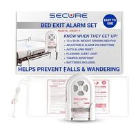Secure Bed Alarm for Elderly Adults - 80-120 dB Patient Monitor,12" x 30" Pressure Sensor Pad - Bed Alarms and Fall Prevention - Dementia Patients Caregiver Alert - Hospital Nurse Call Compatible