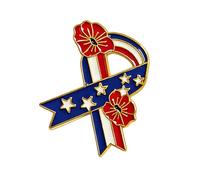 Secure Clasp Patriotic Flower Brooch Alloy Independence Day Lapel Pin for Crowded Places During Festivities Women ' s Chest Flower