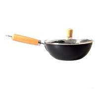 Secure Cm Japanese-Style Induction-Compatible Gas Natural Non- 20 - Uncoated Wrought Iron Small Wok for Even Heat Distribution Cookware Electric Stove Person(B-28CM)