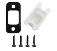 Secure Deadbolt Strike Plate Round Corner Backplate with Screws for Simple Installation and Durability (Black)