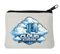 Secure Digital Data Storage in Cloud Neoprene Coin Purse Pouch 10x11cm White