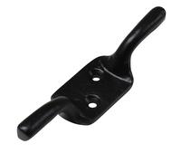 Secure Fix Direct Black or Galvanised Cleat Hook 3" - 6" (Washing Line Blind Cord Tie Back Trailer Rope) (Black, 4")