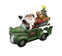 Secure Fix Direct Light Up Santa Christmas Truck Figurine (Xmas Ornament LED Lights Festive Decoration)