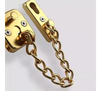 Secure home entrance with stainless steel anti theft chain door lock including visitor identification and reliable bolt design (gold)