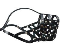 Secure Leather Mesh Basket Muzzle #16 Black - Great Dane, Saint Bernard, Mastiff (Circumference 15.5", Snout Length 4.5")