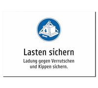 Secure loads - secure cargo against slipping and tipping - sticker A2: 594 x 420 mm - with graphic and text