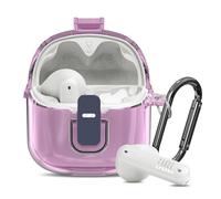 [Secure Lock] Clear Case for JBL Tune Flex Case Cover Compatible with JBL Tune Flex True Wireless Noise Cancelling Earbuds Anti-Scratch Protective Cover with Keychain (Clear Purple)