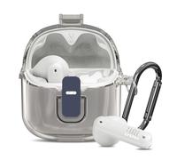 [Secure Lock] Clear Case for JBL Tune Flex Case Cover Compatible with JBL Tune Flex True Wireless Noise Cancelling Earbuds Anti-Scratch Protective Cover with Keychain (Clear Grey)
