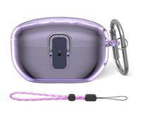 Secure Lock Clear Case for Sony WF-1000XM5(2023), WOFRO TPU Super Protective Hard Shell Shockproof for Sony WF-1000XM5 Case Cover for Sony XM5 with Lanyard & Keychain (Clear Purple)