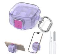 [Secure Lock] Compatible with Samsung Galaxy Buds 4 Pro/Galaxy Buds 4 Case (2026), Anti-Yellowing Clear Cover, Shockproof Soft TPU Shell for Men Women with Keychain & Cleaner Kit,Clear Purple