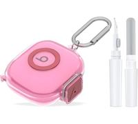 Secure Lock Design Case for Beats Powerbeats Fit (2025), Clear Pink | Anti-Yellowing Clear TPU, Shockproof Cover, Includes Carabiner & Cleaning Pen, Stay Closed & Travel Ready
