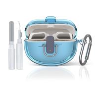 [Secure Lock] for Bose Ultra Open Earbuds Case(2024), TUDIOW Clear TPU Shockproof Protective Cover for Bose Open Ear Wireless Earbuds Accessories with Lanyard & Keychain (Clear Blue)