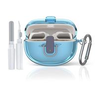 [Secure Lock] for Bose Ultra Open Earbuds Case(2024), TUDIOW Clear TPU Shockproof Protective Cover for Bose Open Ear Wireless Earbuds Accessories with Lanyard & Keychain (Clear Blue)