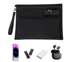 Secure Lock Money Bag, Double Layer Money Wallet, Large Capacity Pouch with Combination Locks, Oxford Fabric Organizer, Banking Office with Fashion Style, R, Black, Se référer au descriptif, Refer to