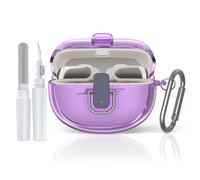 [Secure Lock] TUDIOW for Bose Ultra Open Earbuds Case(2024), Clear TPU Shockproof Protective Cover for Bose Open Ear Wireless Earbuds Accessories with Lanyard & Keychain (Clear Purple)