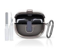 [Secure Lock] TUDIOW for Bose Ultra Open Earbuds Case(2024), Clear TPU Shockproof Protective Cover for Bose Open Ear Wireless Earbuds Accessories with Lanyard & Keychain (Clear Grey)