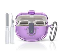 [Secure Lock] TUDIOW for Bose Ultra Open Earbuds Case(2024), Clear TPU Shockproof Protective Cover for Bose Open Ear Wireless Earbuds Accessories with Lanyard & Keychain (Clear Purple)