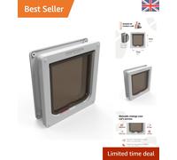 Secure Lockable Cat Door with Magnetic Closure - Ideal for Small Cats, White