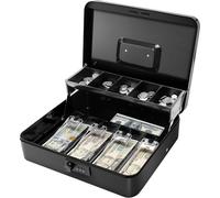 Secure Locking Cash Box with Key or comnination, Money Tray, and Organizer - Metal Money Safe for Cash Management (Black Combination)