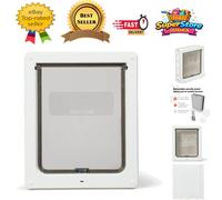 Secure Medium Dog and Large Cat Door - Silent Magnetic Flap, White Design