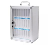 Secure Mobile Lockbox - Desk for Employees with 24/36/48/60 Compartments - Safe Storage Solution for Cell Phones (Silver-B 24 Compartments)