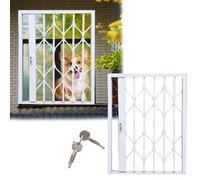 Secure Retractable Window Grilles for Cats & Dogs - Lockable Break-In Protection, Foldable Safety Fences, Aluminum Mesh for Sliding Windows (31.5"x31.5")